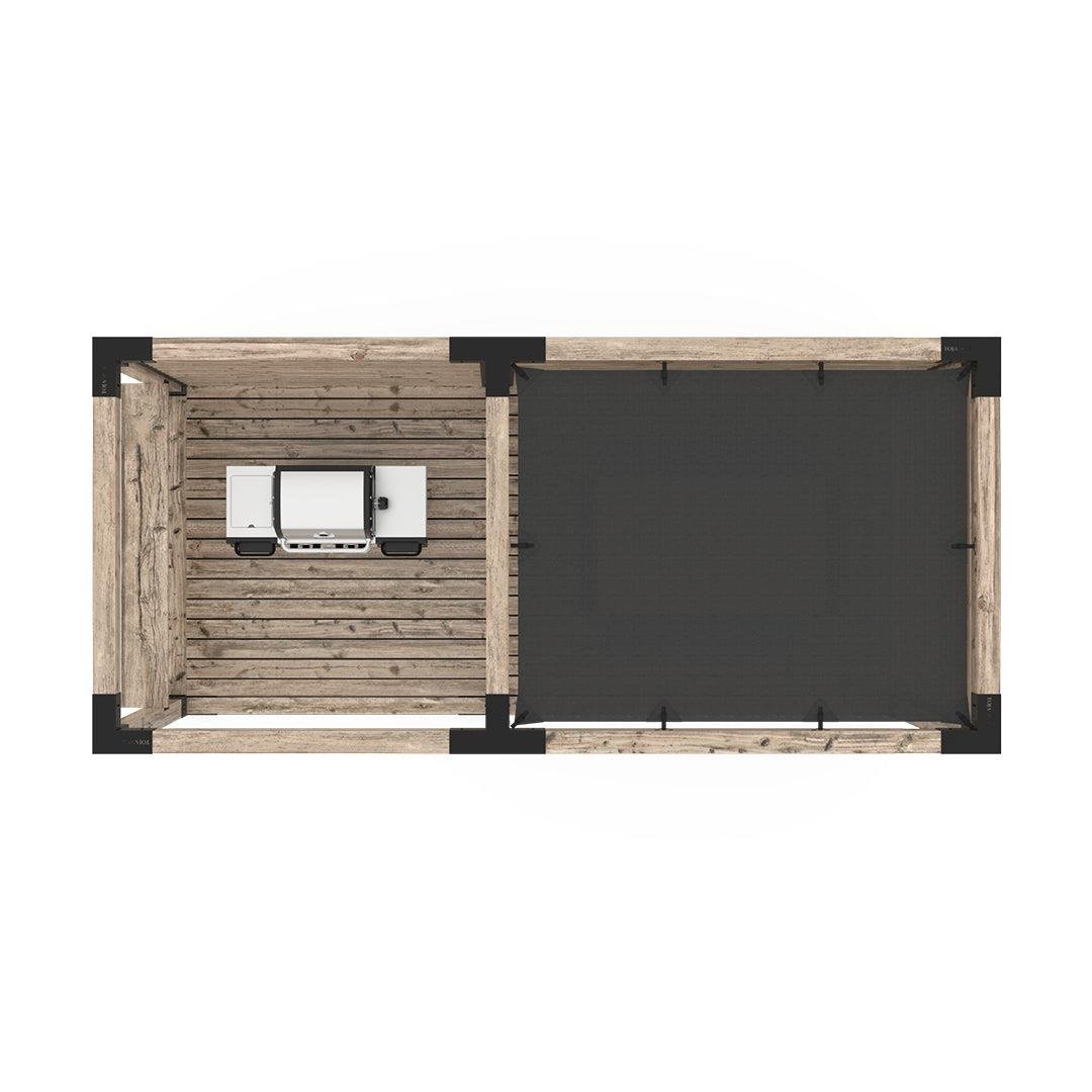 ARD470 Çift Bölümlü Gölgelikli Deck Tabanlı Barbekü Ahşap Pergola - Görsel 2