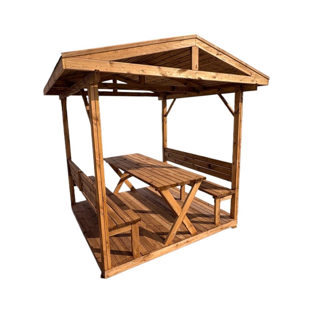 Ahşap Çardak - Taban Deckli - Çatılı - 200 CM