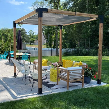 ARD103 Tek Bölümlü Metal Braketli Gölgelikli Ahşap Pergola - Görsel 8