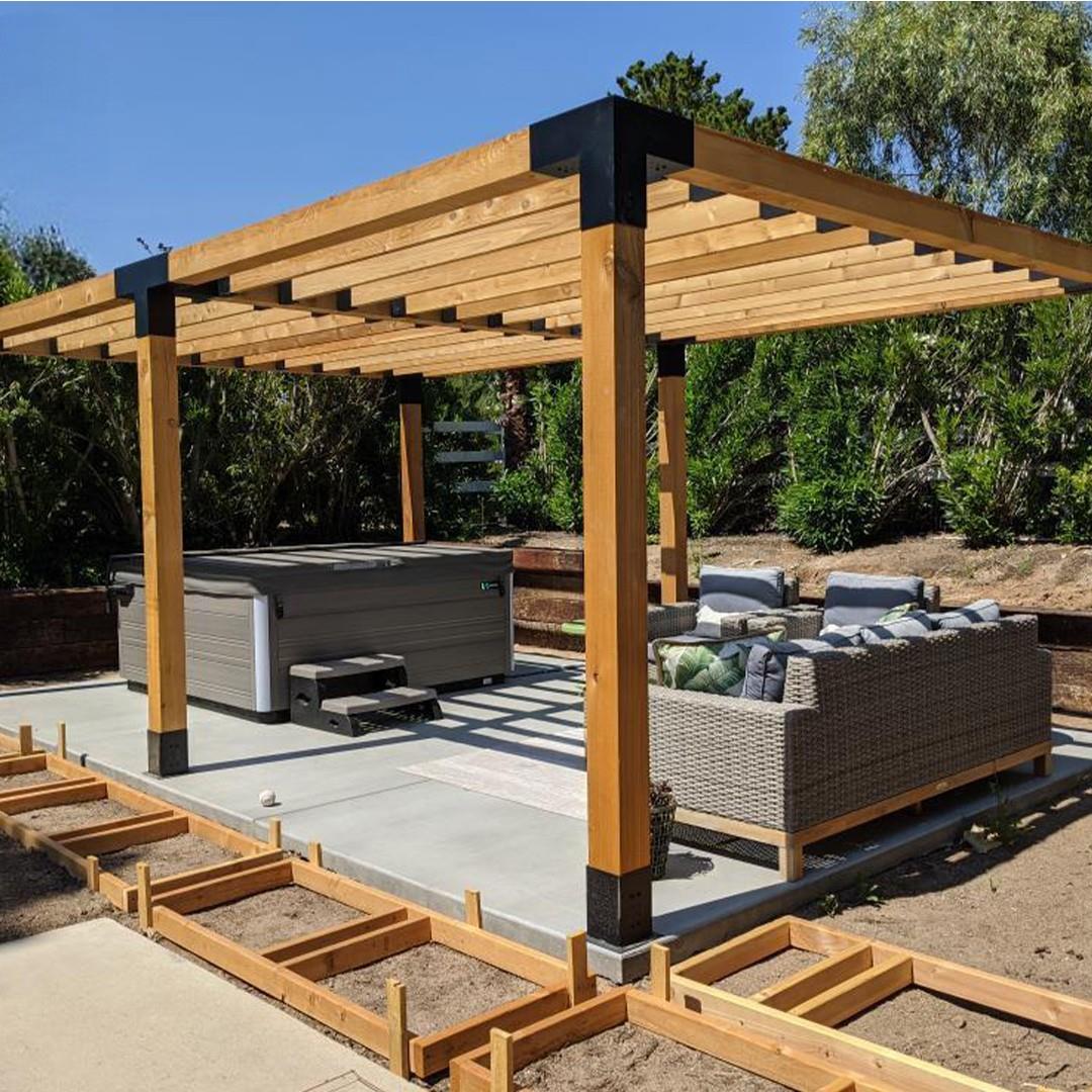 ARD108 Çift Bölümlü Kiriş Braketli Ahşap Pergola