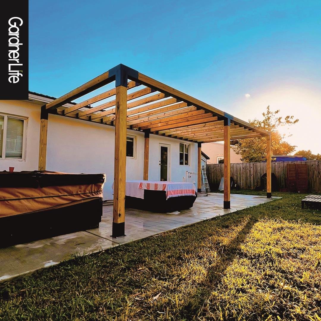 ARD108 Çift Bölümlü Kiriş Braketli Ahşap Pergola - Görsel 6