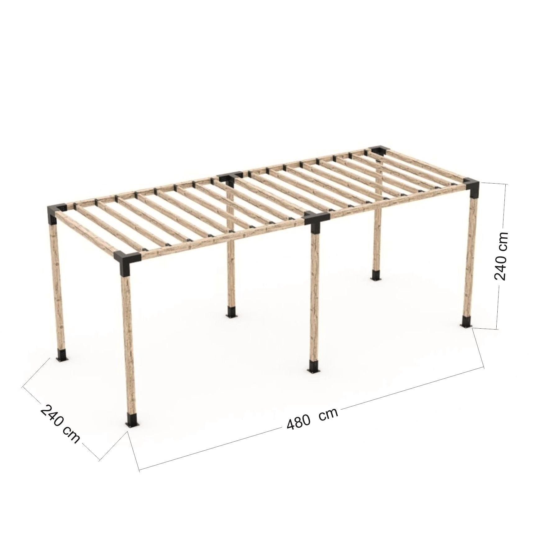 ARD108 Çift Bölümlü Kiriş Braketli Ahşap Pergola - Görsel 7