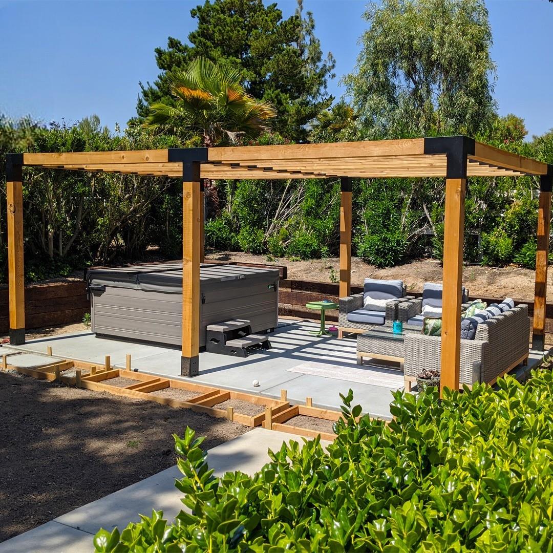 ARD108 Çift Bölümlü Kiriş Braketli Ahşap Pergola - Görsel 8