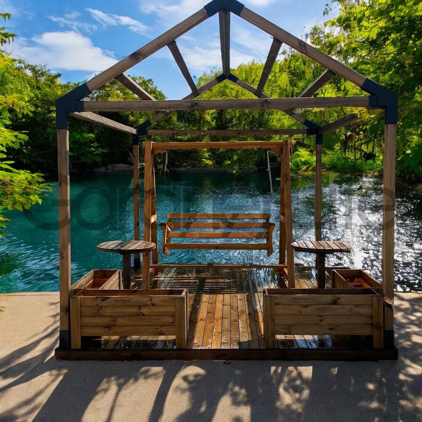 ARD109 Tek Bölümlü Çatılı Gölgeliksiz Ahşap Pergola - Görsel 2