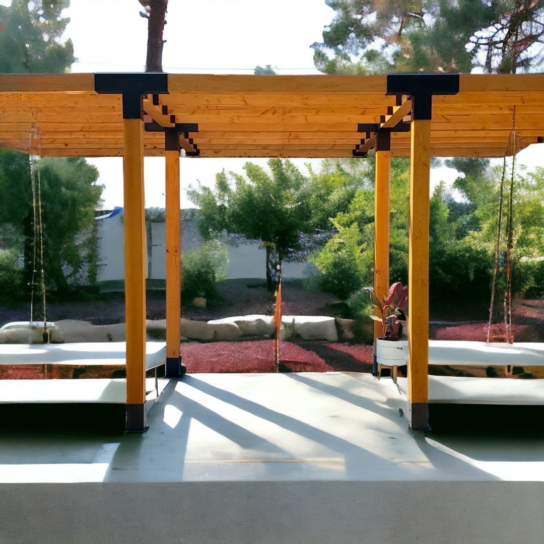 ARD117 Dört Bölümlü Kiriş Braketli Ahşap Pergola