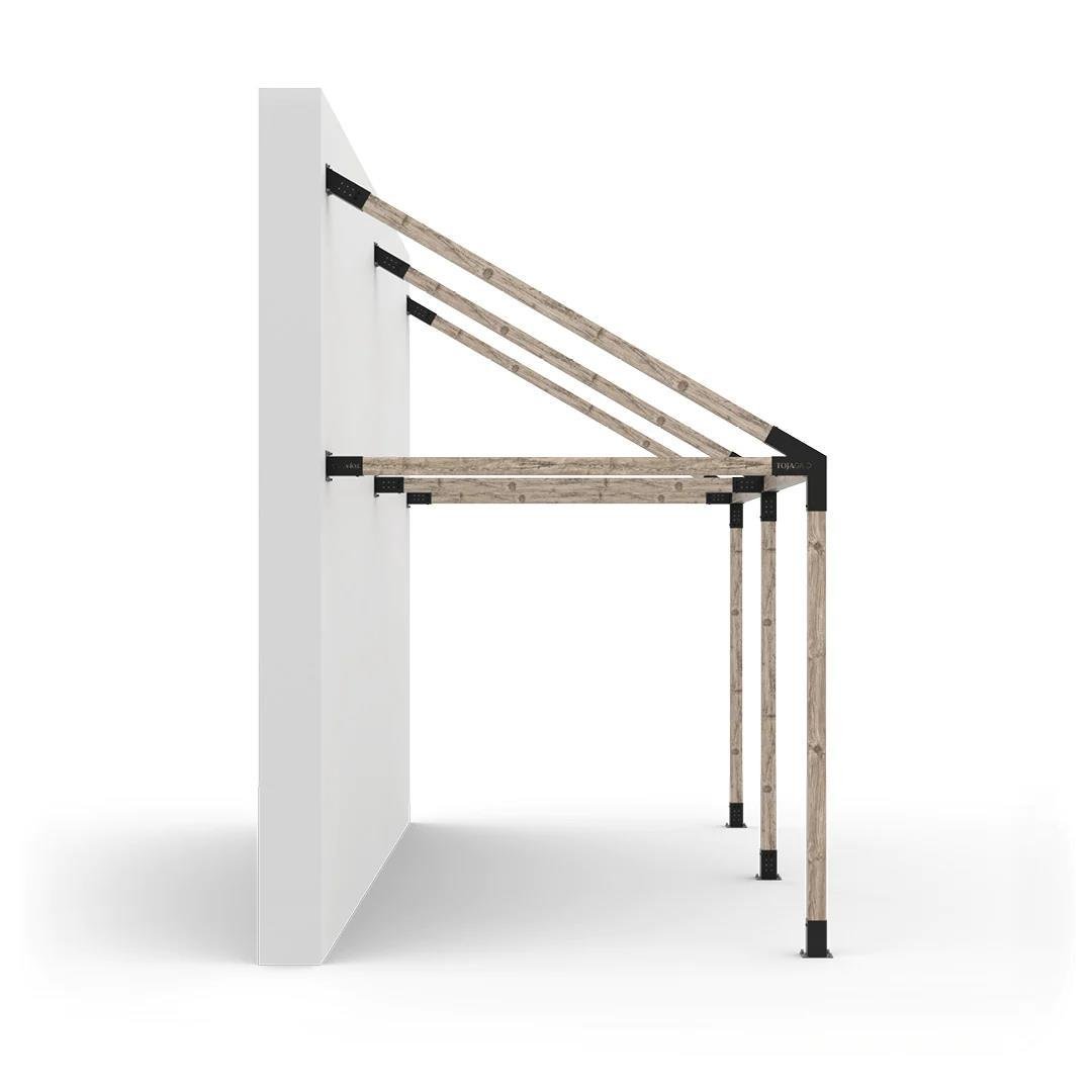 ARD461 Duvardan Çatılı Çift Bölümlü Ahşap Pergola - Görsel 3