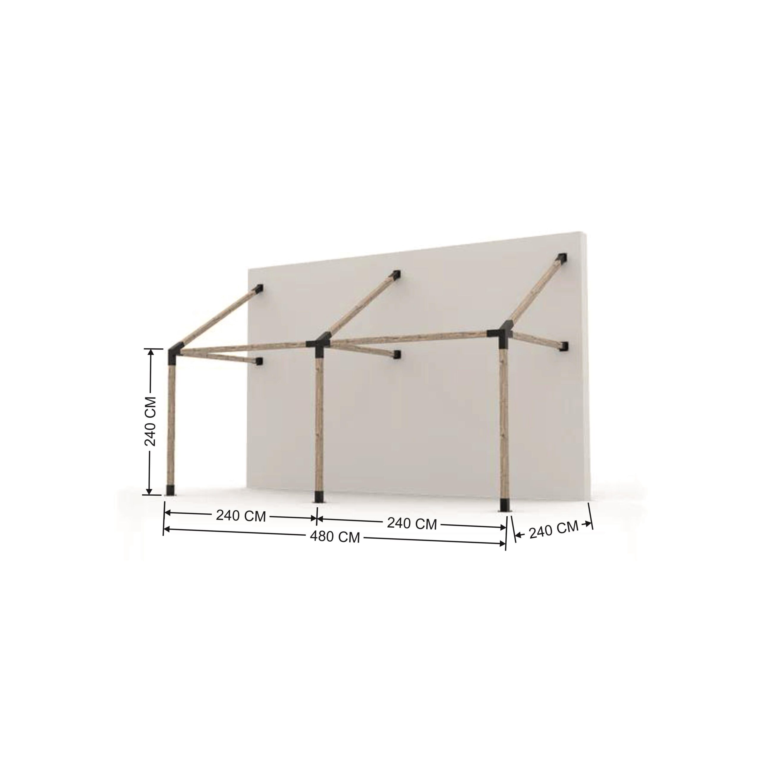 ARD461 Duvardan Çatılı Çift Bölümlü Ahşap Pergola - Görsel 2