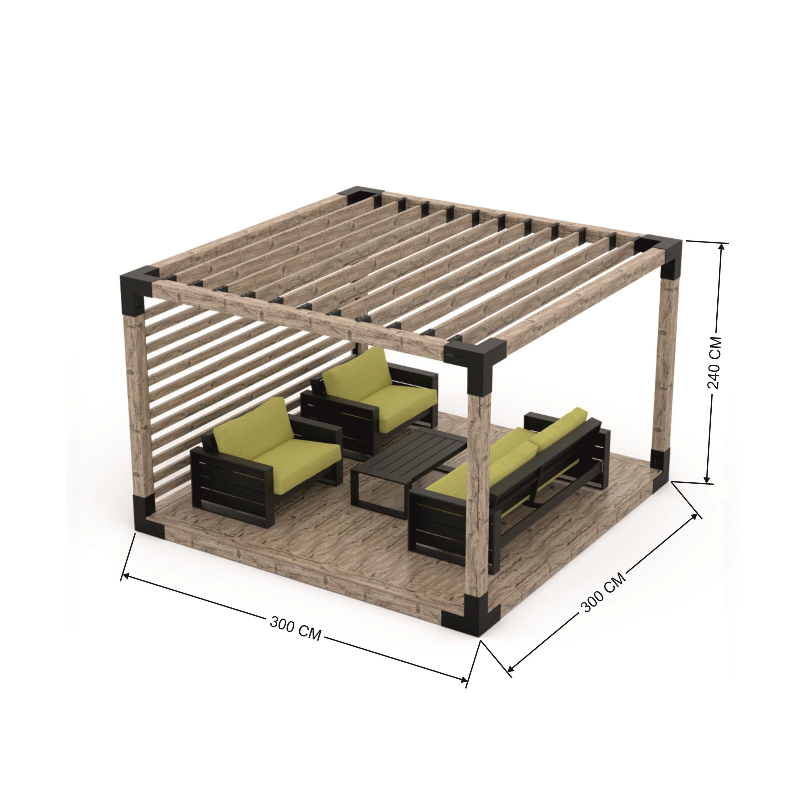 ARD480 Tekli Platformlu Gölgelikli Ahşap Pergola - Görsel 4