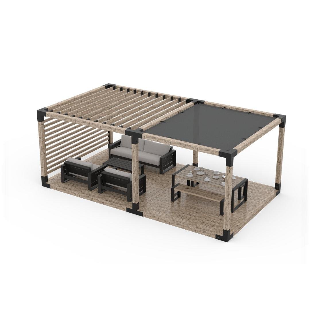 ARD490 Çiftli Platformlu Gölgelikli Ahşap Pergola