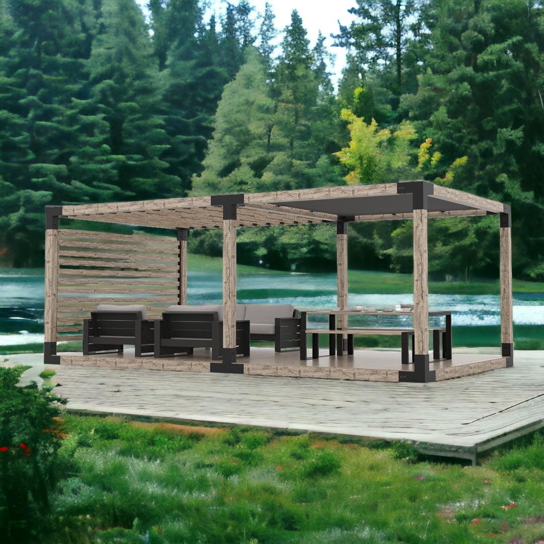 ARD490 Çiftli Platformlu Gölgelikli Ahşap Pergola - Görsel 4