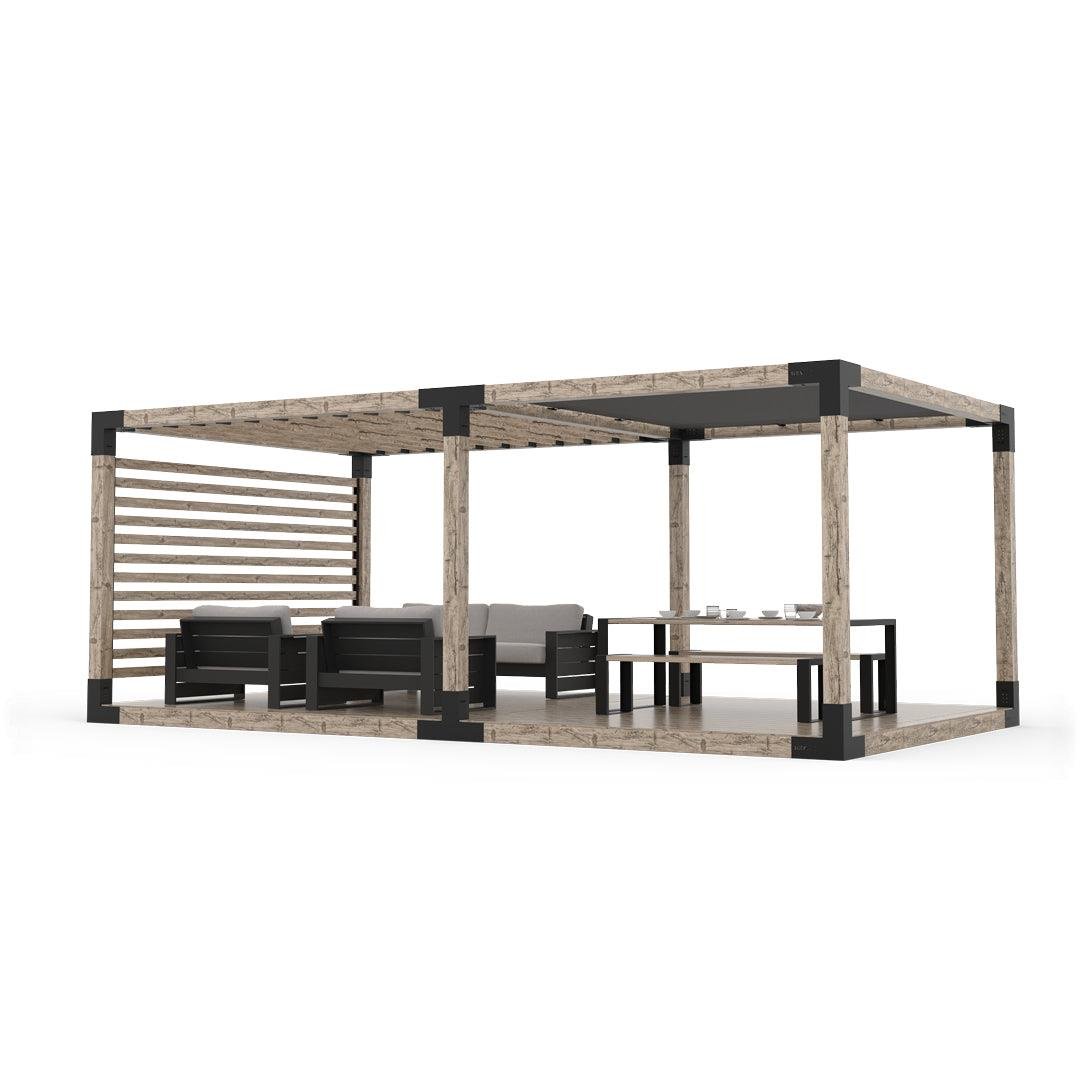 ARD490 Çiftli Platformlu Gölgelikli Ahşap Pergola - Görsel 2