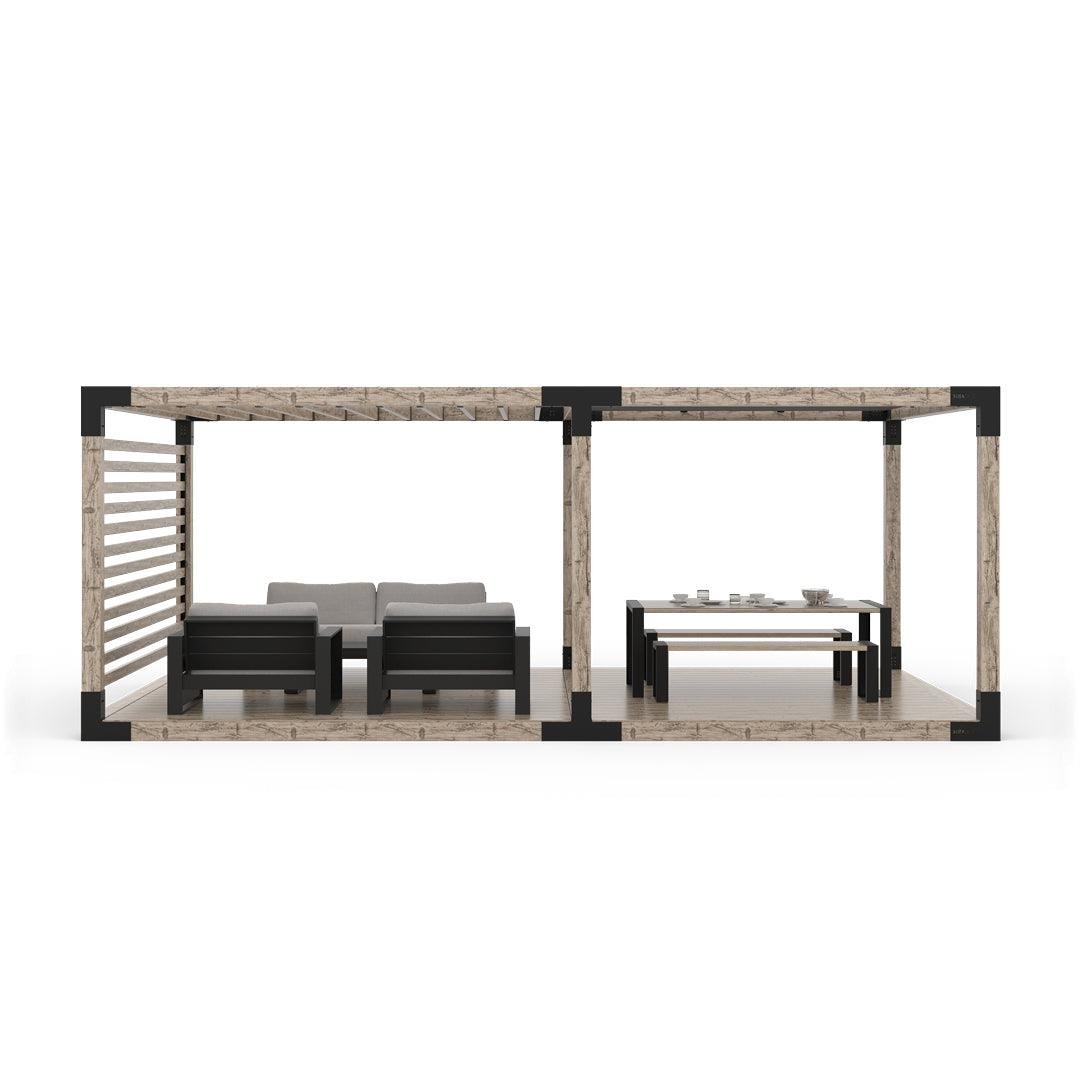 ARD490 Çiftli Platformlu Gölgelikli Ahşap Pergola - Görsel 8